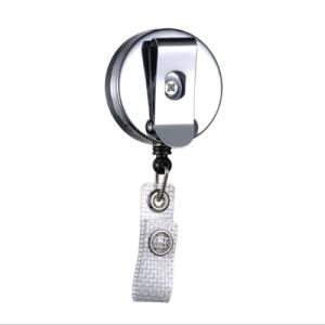Heavy Duty Round Retractable Badge Reel ID Holder Alligator Clip Original Silver
