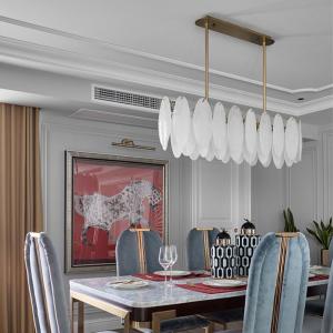 China Milky Feather Height 35cm Width 25cm Length 80cm Crystal Pendant Light on sale