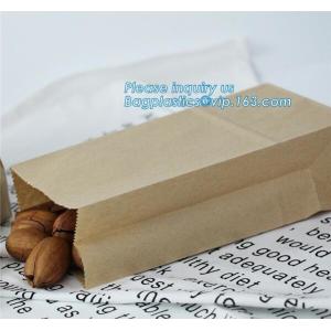 Custom design printed Kraft bread packaging paper bag,wax grease proof square