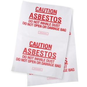 Asbestos Removal, Disposable plastic yellow poly asbestos warning printed burial