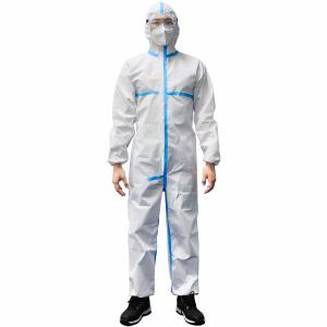Cheap SF Disposable Isolation Clothing Dustproof With Hooded / Elastic Cuff for sale