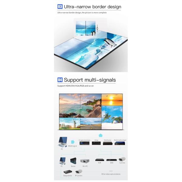 Ultra Narrow Edge UHD LCD Splicing Screen 55 Inch 3.5mm Indoor Video Wall Display