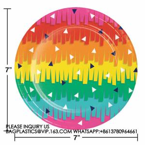 Happy Birthday Party Decoration Set Tie-Dye Disposable Banner Paper Plates