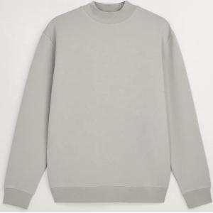 Mens Long Sleeve Mock Neck 100% Cotton Sweater Gray Color Plain Simple Classy