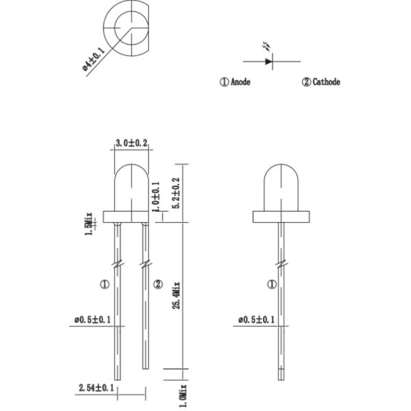 Infrared Through Hole Receiving Tube Black Lens 700-1100nm IR Dip LED Diode