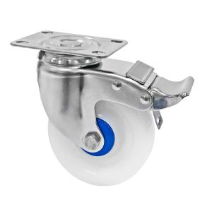 Medium Duty 304 Stainless Steel Casters White PA Casters 150-200KG Load Capacity