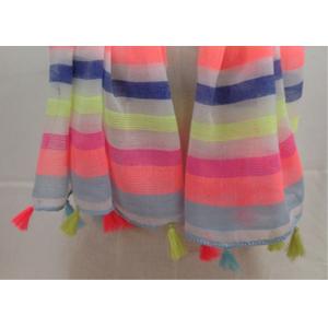 Chinese factory colorful yarn stripe spring summer thin tassel scarf 100%