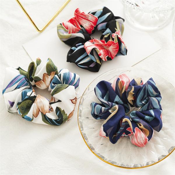 Summer big flower fabric art fat bowel scrunchie lady hair rope intestine accessories Yiwu headdress