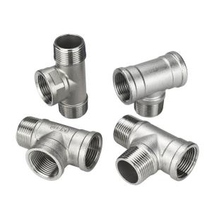 Sanitary Stainless Steel 3 Way Male Threaded Tee Pipe Fittings with Casting