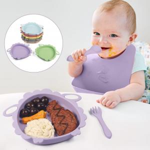 China Sheep Divided Safe Infant Food Plate Baby Silicone Led Weaning Feeding For Toddlers on sale
