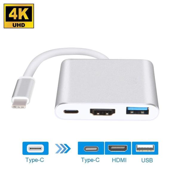 Quality Aluminum 3 in 1 USB C Hub Adapter to  4K USB 3.0 Thunderbolt 3 Port Type C Hub Adapter Digital Multiport Converter wholesale