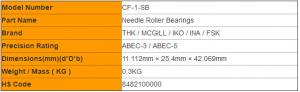 Cheap Inched CF-1-SB Cam Follower Needle Roller Bearings For Printing Machine MCGILL / IKO for sale