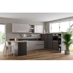China U Shaped Lacquer Kitchen Cabinet Tailored White And Grey Kitchen Cabinet on sale