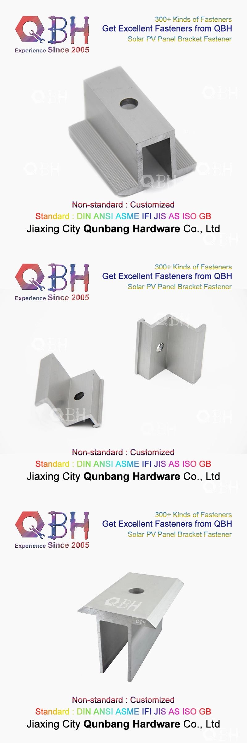 Qbh Solar Support Aluminum Alloy Solar Installation System ISO9001 Anodization
