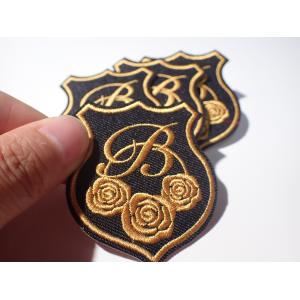 Eco Unique Style Custom Embroidered Patch Gold Rose Raised Effect