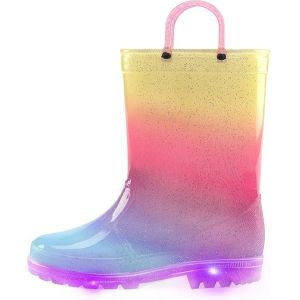 Functional Pvc Light Up Kids Rain Boots With Handles OEM Logo Size