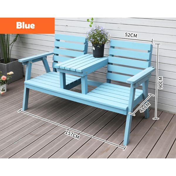 Outdoor Courtyard Solid Wooden Double Chair Bench with Table Enjoy Your Patio in Style