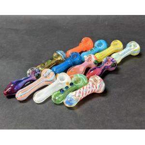 China 5mm Thick Borosilicate Smoking Glass  Hand Pipes Mini Donut Spoon Pipe on sale