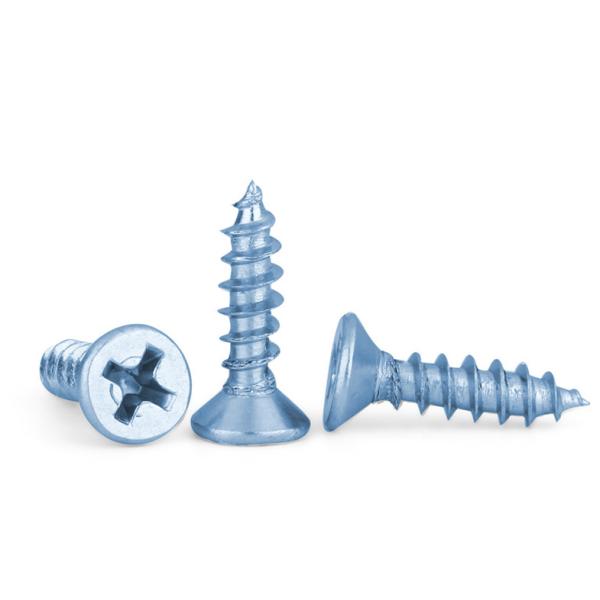 Zinc Plated Hardened Steel Undercut Flat Head Pointed Screws Countersunk Head