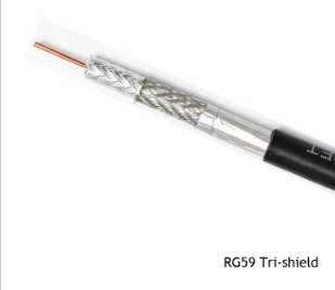 Tri - Shield 67% AL Braiding RG59 Coaxial Cable CMR PVC for Broadcasting