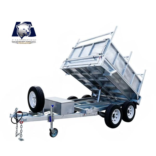 Quality Silver Hydraulic Tipper Trailers Double Axis Dump Box Trailer 8x5 wholesale