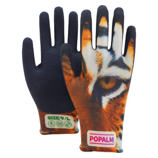Quality Popalm Unisex Animal Print Garden Gloves 15gauge Latex Palm Coated Work Gloves For All Tasks wholesale
