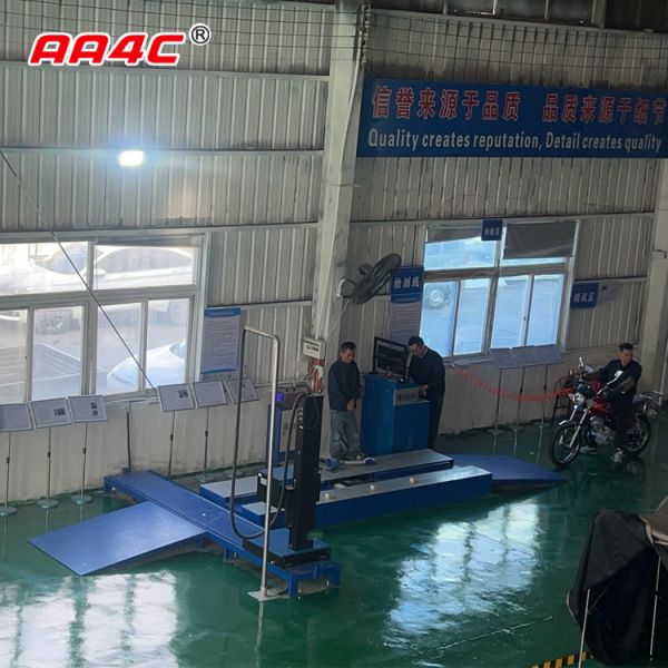 AA4C 2-wheeled motorcycles Centralized testing line include brake force axle load speedometer clamping wheel alignment headlight tester noise meter