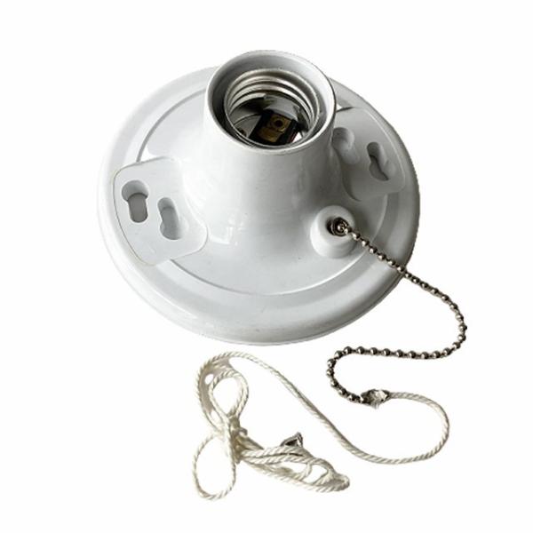 Quality 4.5" E26/27 White Plastic Lamp Holder With Switch Chain wholesale