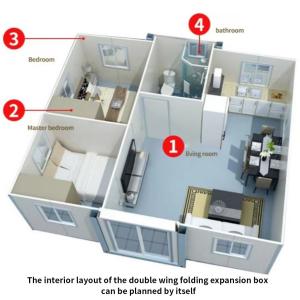 Double wing folding room triple area decoration can be expanded removable mobile