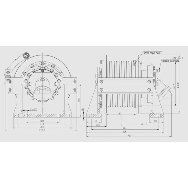 3 ton braden hydraulic winch with cable for crane loader escavador dumper tractor