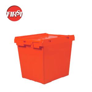 Solid Box 171L PP Nesting Storage Attached Lid Plastic Turnover Crate for