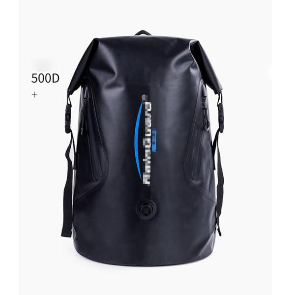 Quality 45L Black Heavy Duty Roll Top 500D PVC Waterproof Backpack wholesale