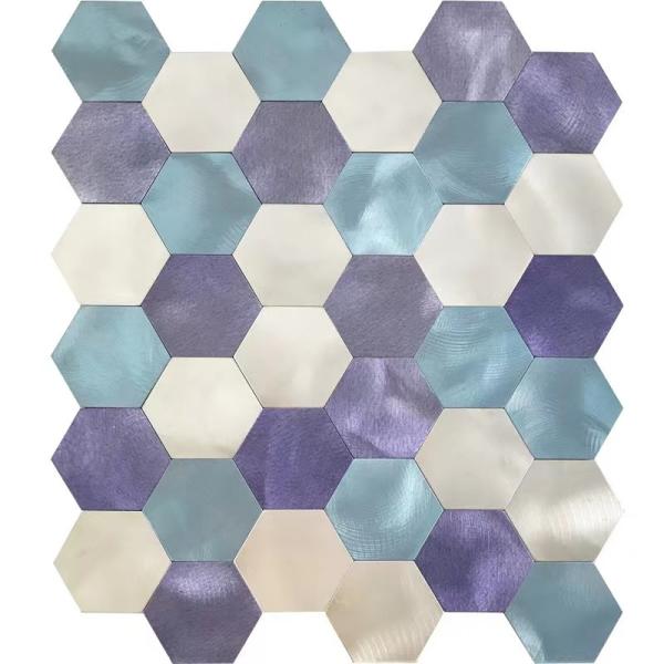 Quality Hexagon Metal Mosaic Decorative Wall Tiles 48 X 48MM Black And White Mixed wholesale