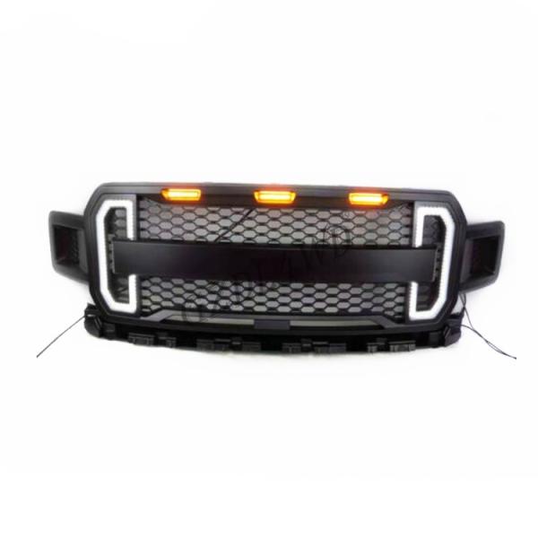 Black Front Grill Mesh With LED Light Bar 15 17 F150 Raptor Accessories