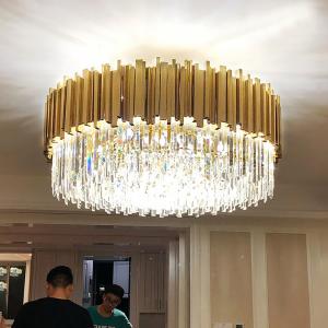Cheap Modern LED crystal chandelier luxury gold stainless steel lustres celing lighting(WH-CA-53) for sale