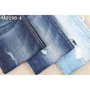 China GOTS Dark Blue Cotton Spandex Denim Fabric With Cross Hatch Slub 150 Width on sale