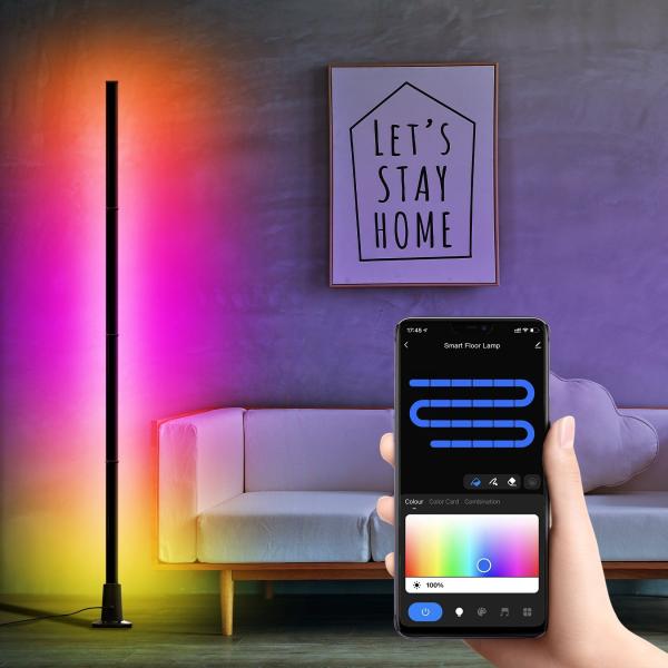 Quality Multicolor RGB Corner Floor Lamp LED With Aluminium Shade App Control wholesale
