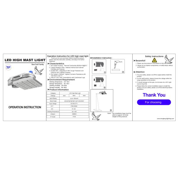 400W 600W 800W LED Flood Light High Mast Light IP66 Waterproof for Sport Court/Stadium/Parking Lots