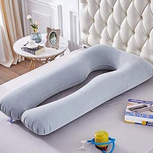 LC Flocked PVC Soft Inflatable Pregnancy Pillows U Shaped Full Body Maternity
