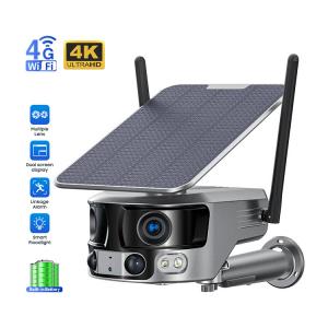 Cheap 4K Dual Lens Wifi 6W Solar Network Camera 180° Super Wide Angle for sale