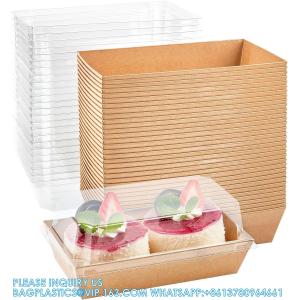 Paper Charcuterie Boxes With Clear Lids, 50 Pack Disposable Sandwich Containers,