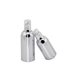 Full Electroplating Cosmetic Airless Pump Bottle 30ml 50ml 100ml Silver Acrylic