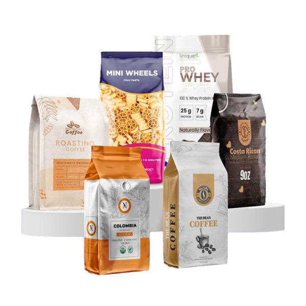 Custom Craft Paper Stand Up Pouch Coffee Packaging Bag Matte Finished Flat Bottom Bags For Coffee Bean