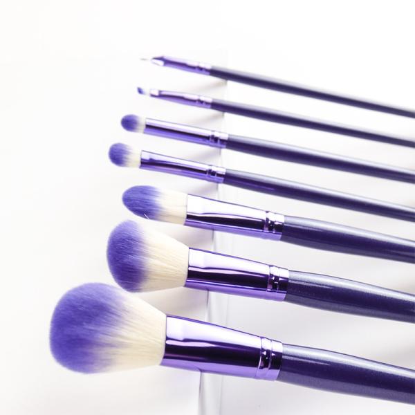 Quality Practical Custom 7 Makeup Brush Set Purple Lavender With Cotton Bag wholesale