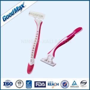 China Rubber Grip Mens Disposable Razors Customer Logo With Pivoting Rounded Head on sale