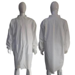 60GSM Microporous Medical PPE Disposable Lab Coat with Elastic Wrists and