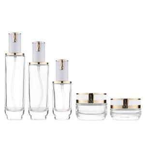 OEM ODM Luxury Empty Cosmetic Bottles 100ml 50ml Glass Cream Jar 20g 40g