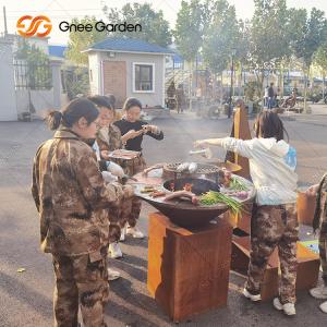 China Rusty Color Outdoor BBQ Grills Charcoal Smoker With Round Dia 100cm Cooking Plate on sale