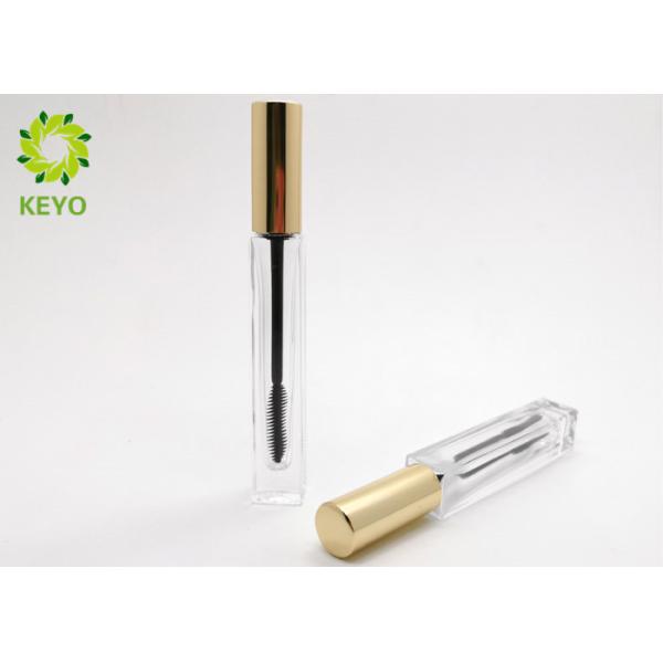 Quality 10ml Square Shape Transparent Glass Mascara Bottles With Aluminum Cap wholesale