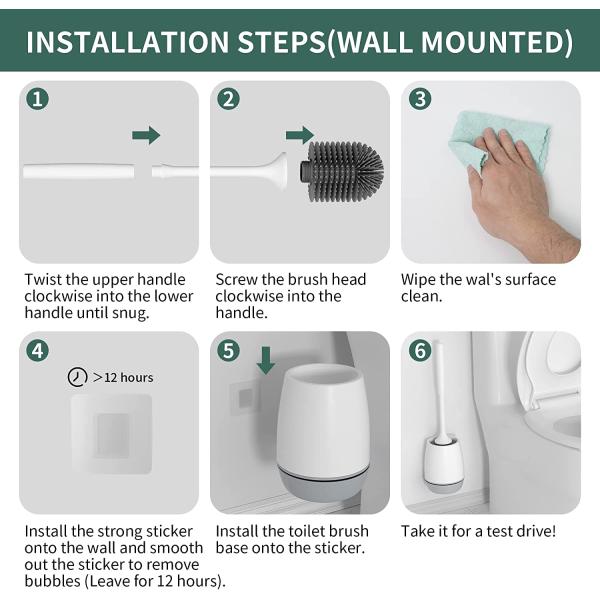 2 Pack Silicone Toilet Bowl Brush With Ventilated Drying Holder